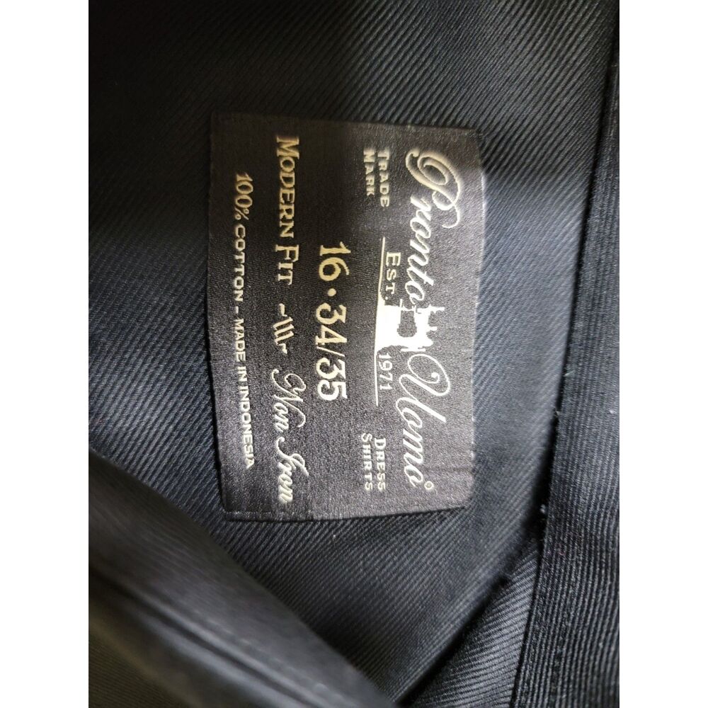 Pronto Uomo Men's Modern Fit Black Dress Shirt - 16 - 34/35 - Picture 6 of 7